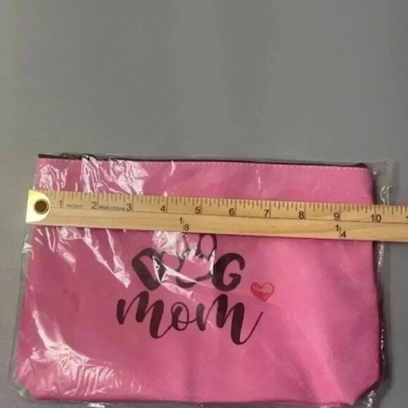 Dog Mom Print Lined Cosmetic Makeup 8" Zipper Pouch Bag - Picture 3 of 4